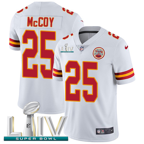 Kansas City Chiefs Nike #25 LeSean McCoy White Super Bowl LIV 2020 Men Stitched NFL Vapor Untouchable Limited Jersey->kansas city chiefs->NFL Jersey